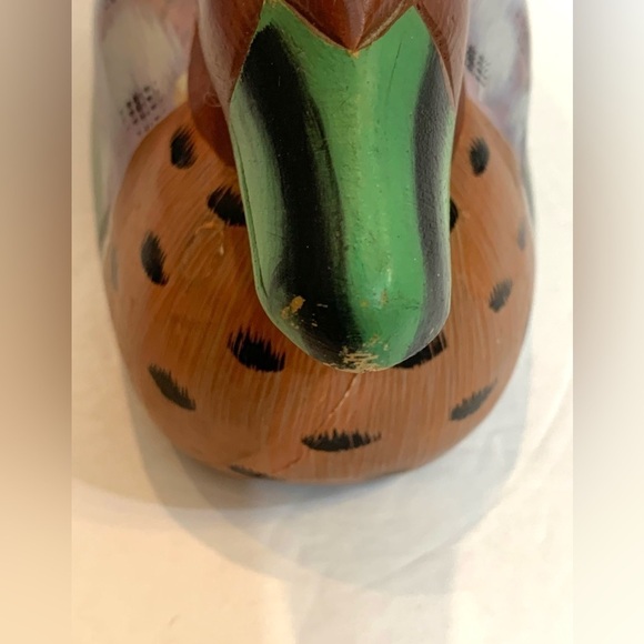 Vintage Hand Carved Painted Duck Decoy Cottage Lake Decor 10” VTG - Picture 5 of 7